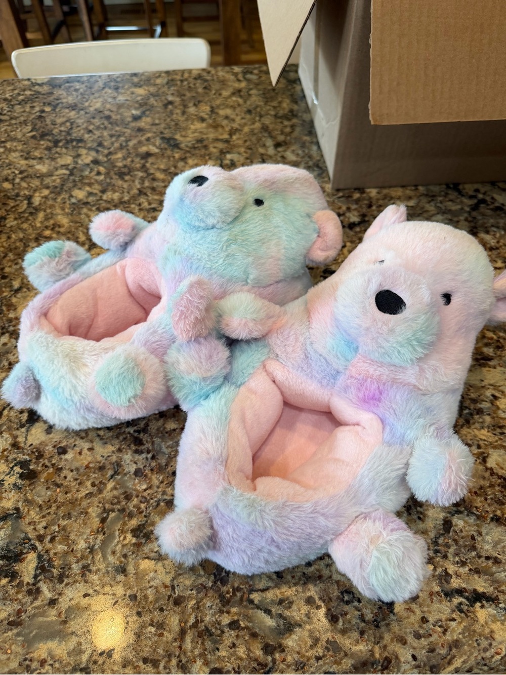 Plush Pastel Bear Women’s Slippers - Soft Cozy Indoor Shoes